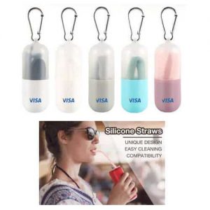 cheap silicone foldable straw with pouch