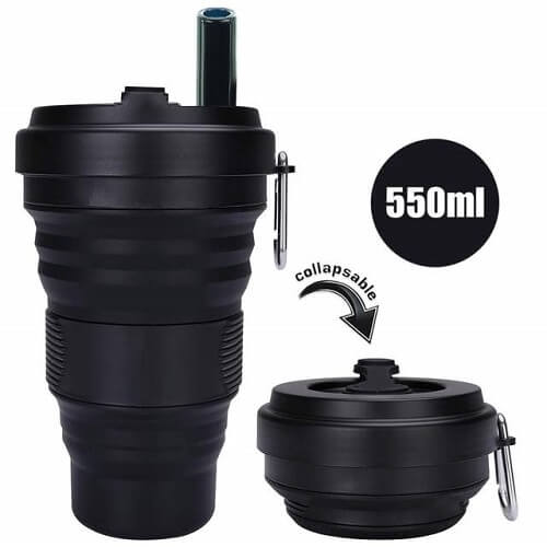 Collapsible Silicone Coffee Cup With Straw —main picture
