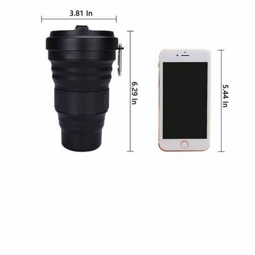 Collapsible Silicone Coffee Cup With Straw —size picture