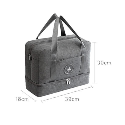 Singapore Wholesale Travel Bag with shoe compartment with logo printing—size picture Custom made Travel Bag with shoe compartment