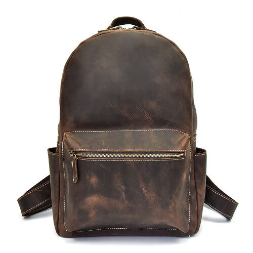 Custom 100 genuine leather haversack backpack with company logo printing singapore supplier