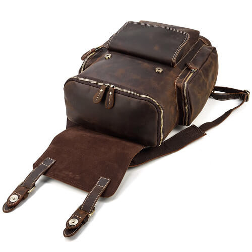 Custom Genuine Leather Haversack Backpack with logo printing singapore Custom Genuine Leather Haversack Backpack with logo printing singapore