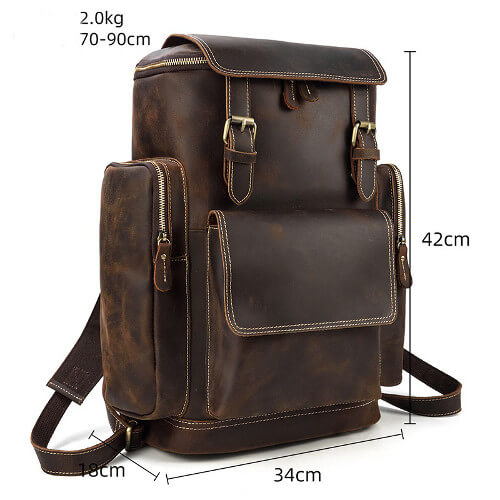 Custom Genuine Leather Haversack Backpack with logo printing Custom Genuine Leather Haversack Backpack with logo printing