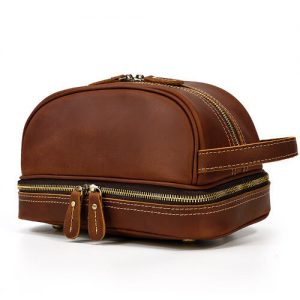 Custom leather singapore toiletries bag