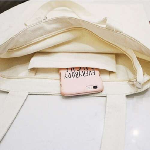 Canvas Zipper Shoulder Tote Bag-Picture 7 Canvas Zipper Shoulder Tote Bag