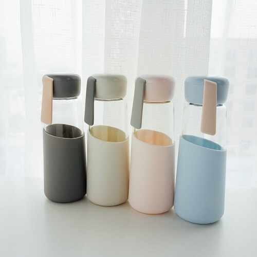 Glass Water Bottle With Silicone Cover Picture 2