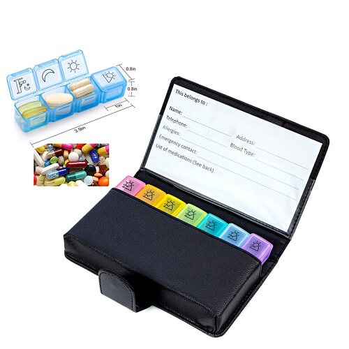 Leather Pill Box Storage Case-Main Feature Promotional Leather Pill Box Storage Case