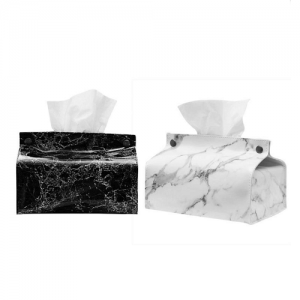 Marble Design PU Leather Tissue Holder with logo imprint