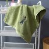 Embroidered Face Towel Green Embroidered Face Towel Green