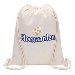Logo Print Canvas Drawstring Bag