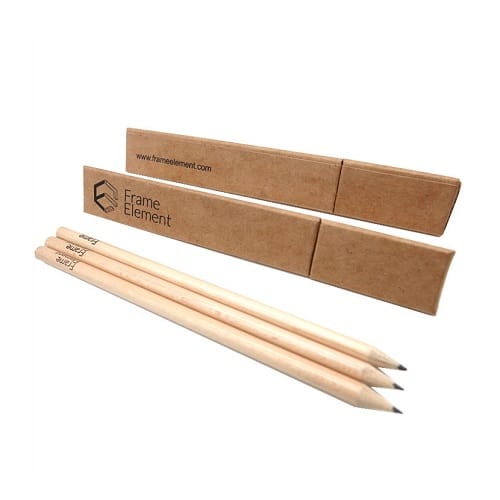 Custom Made Logo Print HB Pencils With Triangle Kraft Paper Box- Main Feature Custom Made Logo Print HB Pencils With Triangle Kraft Paper Box