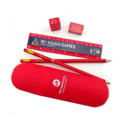 Custom Made Logo Print Stationery Set With Red Pencil Case- Picture 5 Custom Made Logo Print Stationery Set With Red Pencil Case Picture 5