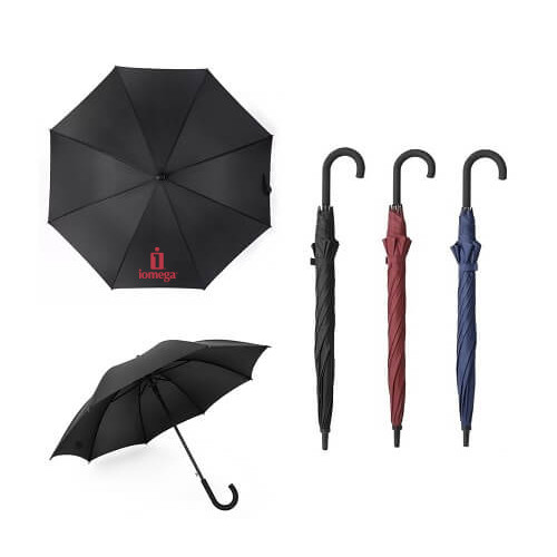 Customized Logo Curved Handle Straight Pole Corporate Umbrella- Main Feature Custom Corporate Umbrella Singapore wholesale