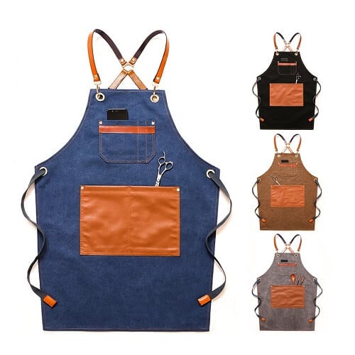 Custom Logo Print Denim Apron- Main Feature Custom Logo Print Apron
