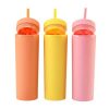 Singapore Supplier Colored Frosted Tumbler With Straw Picture 3