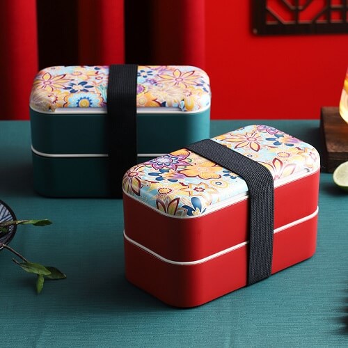 Custom Dual Layer Lunch Box With Cutlery Set- Picture 2 Custom Dual Layer Lunch Box With Cutlery Set Picture 2