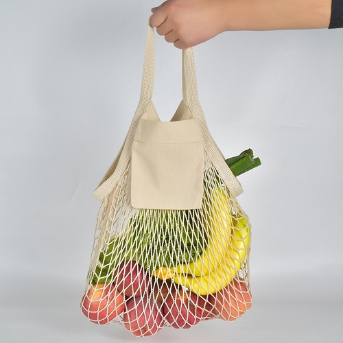 Custom Logo Print Cotton Net Grocery Bag